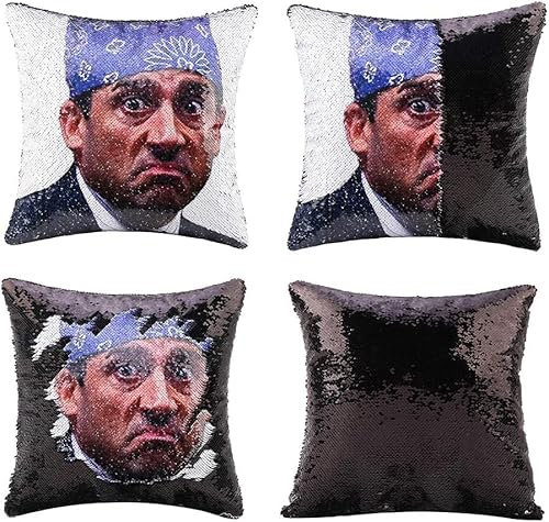 meachin The Office Merchandise Kissenbezug, Motiv: Gefängnis Mike, mit Pailletten, dekorativer Kissenbezug, 40,6 x 40,6 cm, für Schlafzimmer, Sofa (Gefängnis Mike)