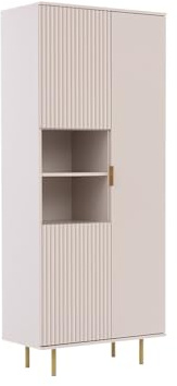 Mirjan24 Standregal Nohes R3D NE05, Bücherregal mit 3 Türen und 2 offenen Fächern, Metallfüße, grifflose Öffnungssystem, Bücherregal, Wohnzimmer, Regal (Cashmere)