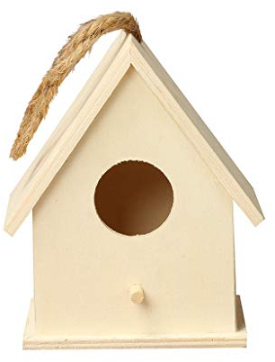Casetta per Uccelli da Appendere in Legno, Casa d'Uccello in Legno Appeso Esterno Capanna per Uccelli Cottage di Campagna per Piccoli Uccelli Passeri Cincia Blu