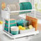 Kitsure Dish Drainer Rack- Space-Saving Dish Drainer, Dish Racks for Kitchen Counter, Stainless Steel Kitchen Drying Rack with a Cutlery Holder, 2-Tiers, White