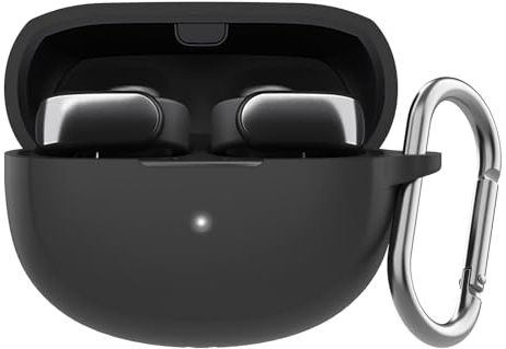 AHASTYLE Silikon Hülle für Bose Ultra Open Ear Earbuds Case und Schutzhülle [Front-LED Sichtbar] [Kabelloses Laden] Kompatibel mit Bose Ultra Open Ear Earbuds (Schwarz)