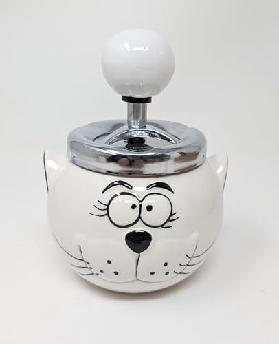 JR5012 Aschenbecher aus Keramik mit drehbarem Deckel, rauchfreier Aschenbecher für Zuhause, Büro, Terrasse, langlebig und leicht zu reinigen