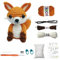 MJARTORIA Strickset Häkelset für Anfänger Tiere, Häckeln Stricken für Anfänger Set mit Anleitung, Kreativ Strickset Bastelset Erwachsene Kinder Geschenk(Braun Fuchs)