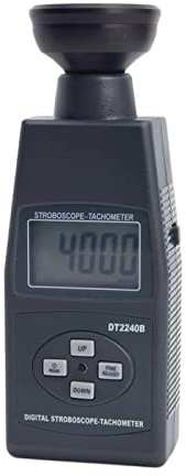 JOXLOVER Digitaler Drehzahlmesser, Drehzahlmesser, Digital LCD Tachometer Nichtkontakt-Blitz-Stroboskop Photoelektrische Revolution Messmesser Tacher 60~1999 9rpm DT2239B Genaue Messung