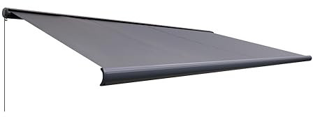 Canopée Store Banne Motorisé et Manuel Ombra 4x3.5m - LED Intégré - Gris - Double Commande - Aluminium - Protection UV 290g/m²