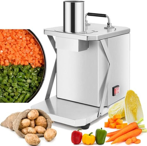 Fablestoryem Cortadora de Verduras Comercial, Picadora Automática de Frutas y Verduras de Acero Inoxidable, Máquina Cortadora de Cubos para Cortar Patatas, Cebollas y Zanahorias,All