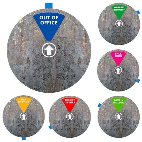 Privatsphäre-Türschild, „Do Not Disturb“ („Bitte nicht stören“), „Come in, Welcome“ („Komm rein, willkommen“), „Out of Office“ („Nicht im Büro“), „In a Meeting“ („In einer Besprechung“), „Back Soon“