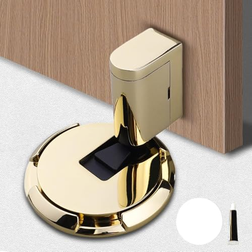 Türstopper Magnetisch, Türstopper Boden Kleben, Teleskopisch Verstellbarer Geräuschloser Türstopper Boden, Unsichtbarer Magnetischer Türstopper Für Verschiedene Türtypen, Bodenfest (Gold)