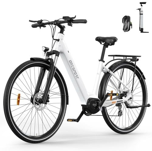 ONESPORT OT07 Vélo Électrique pour Adultes, Batterie 36V et Autonomie de 70KM en Mode Pas pour Hommes et Femmes, Freins Hydrauliques 27,5 Pouces & Capteur de Couple 65Nm Vélo Électrique Ville (Blanc)