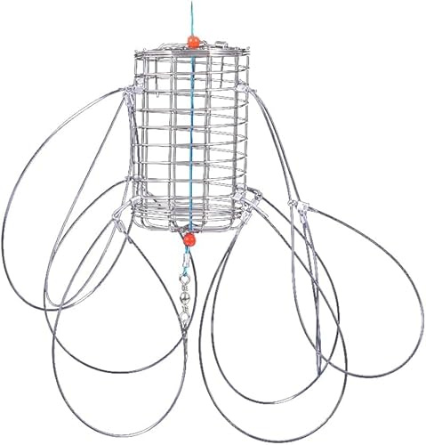 HAISENGO Krabben-Snares für Angelruten, Edelstahl, rohes Drahtgeflecht, 8 Ringe, 8 Ringe, Blei-Tropfen-Hängering, rechteckige Köderfalle für Schatz, Felsen, blaue Krabben, Köderfallen, 2 Stück