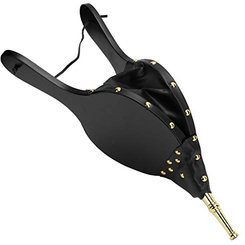 Eujgoov Manueller Kaminbalg, Handbalg aus Holz, PU-Leder, Luftgebläse für Outdoor, Camping, Grill, Kamin, Feuerwerkzeuge (goldene Röhre)