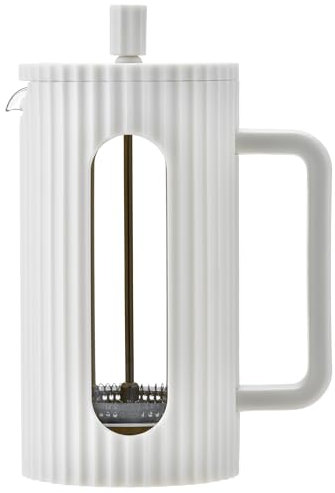 Café Olé Ciao 8 Cup Cafetière, Stainless Steel Gauze, French Press, White