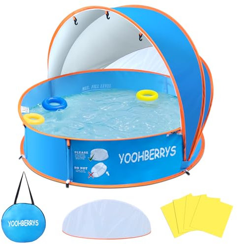YOOHBERRYS Piscina para Bebé Pop Up 4 en 1, Piscina de Bolas Bebe, Tienda Playa Bebe con Protección UV SPF 50+, Piscina Plegable Bebe con Mosquitera, Tienda de Campaña para Picnic, Jardín, Playa
