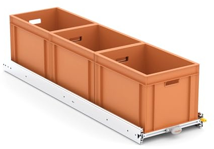 Tinobu Schwerlastauszug Camper 120x30 cm - schmaler Nischenauszug für Camper-Ausbau, Vollauszug mit Arretierung, bis 220 kg Traglast