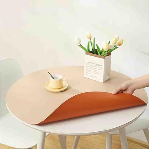 GYYFQH Tischdecke Kunstleder Rund，Tischmatte Lederoptik，Nordische Runde Ledertischdecke，Rundes PVC-Leder-Tischset，Tischdecke Dicke 2 Mm，Abwischbar Tischdecke，Rund Esstischauflag(B,80cm)
