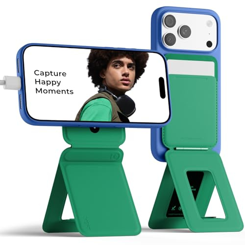 MOFT Phone Tripod Stand & Wallet, NFC Card Holder, Hold 1-2 Cards | | Mulit-Angles | Portable l MOVAS Leather | Magsafe Compatible | Easy to Charge | Travel Essential |For Content Creators