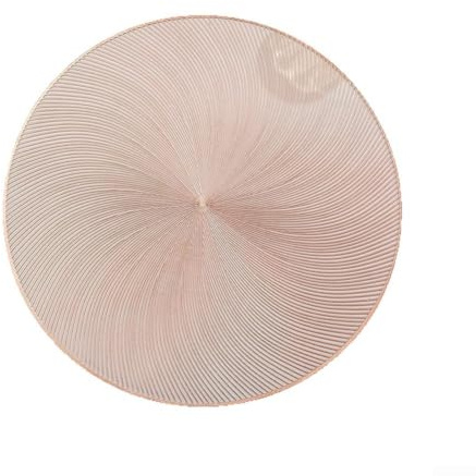 Eawfgtuw 6 Stück goldene runde isolierte Tischsets 38 cm Metallic gepresstes Vinyl Spiralmuster Tischsets, wasserdicht, öldicht, hitzebeständig, waschbar, rutschfest (Roségold)