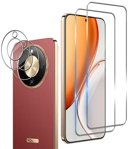 Hengnewro Verre Trempé pour Honor Magic 8, 2 film + 2 Caméra | Protecteurs d'écran,Arrière protective camera, 9H Dureté Ultra Résistant, Anti-Rayures, Sans Bulles,Facile à Installer