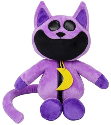 Makone Plushies Doll Cuddly, Plushie Animal Soft Toy Cute Stuffed Kids Soft Toys, Purple Cute Smiling Cat Head Plush Toys, Ideal Plush Bedroom Decoration Birthday Gift Toy for Girls Boys Fans
