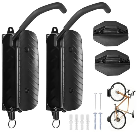 Dcceeo Support Vélo Mural Pivotant, 2 Pièces Porte Velo Mural Vertical Accroche Velo Mural pour VTT et Vélo de Course Support Mural Pivotant Support Velo Mural pour Garage/Intérieur, Capacité 30KG