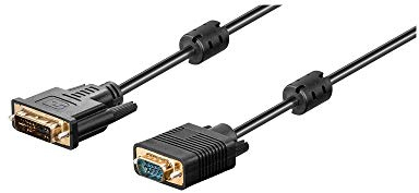 Goobay 93260 DVI A auf VGA Adapterkabel / Full HD 2560 x 1600p Monitorkabel / DVI A 12+5 Pin Stecker zu VGA Stecker 15 polig vergoldet / Bildschirmkabel / Schwarz / 2m