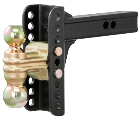 CURT 45900 verstellbare Anhängerkupplung, 50,8-mm-Empfänger, 152-mm-Absenkung, 50,8-mm- und 59,5-mm-Kugeln, 6.350 kg, schwarz