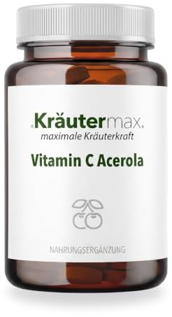 Kräutermax Vitamin C Acerola Lutschtabletten Hochdosiert, Vegan, Glutenfrei, Lactosefrei, 150 Stück