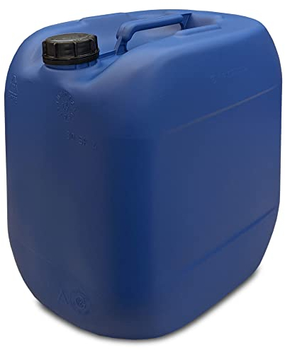 plasteo 30 Liter Getränke- Wasserkanister mit Schraubdeckel (DIN 61) | BPA Frei | Lebensmittelecht | Tragbar und Robust | Indoor und Outdoor | Made in DE | Blau