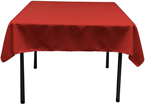 LA Linen Polyester Poplin Square Tablecloth, 52 by 52-Inch, Red