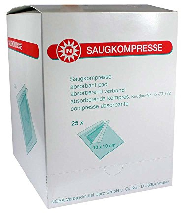 Noba Saugkompressen, steril, Kompressen, Wundauflagen, 10 x 10 cm, 25 Stück