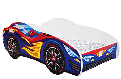 Topbeds Einzelbett für Kinder in Auto-Form, mit Matratze AUTO ROSSA- AZZURRO