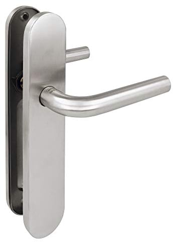Amig - Juego de Manillas con Placa para Puertas - Mod. 4PX - 136 x Ø19 mm - Cuadradillo de 8 mm - Diseño Elegante y Sencillo - Acero inoxidable 18/8 Plateado Mate