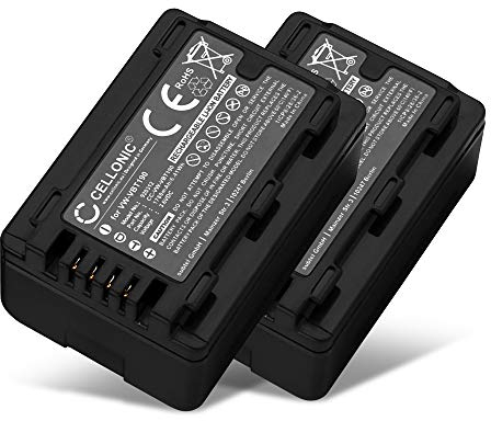 CELLONIC, Batteria per Fotocamera, Compatibile con Panasonic HC-V180, VW-VBT190, HC-V380, HC-VX870 (3.6V, 1780mAh) 2 Pezzi