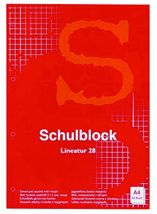 Noname 11149200 Schulheft, A4, Lineatur 28, 50 Blatt, 10er Pack