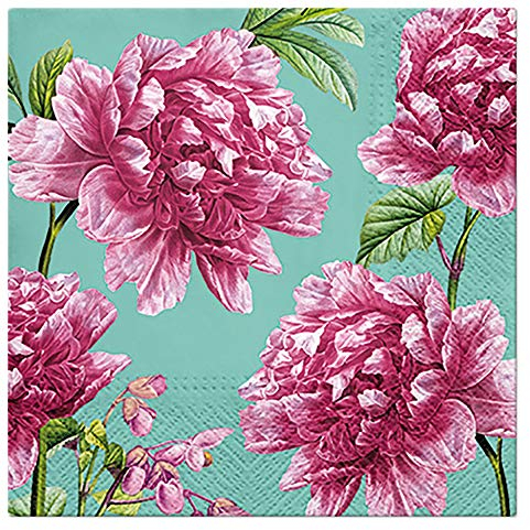 Beautiful Peonies Decoupage Paper Napkins Quality Decorative Serviettes 33cm x 33cm (Pack of 20)