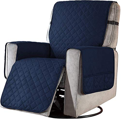 Sesselschoner Sesselüberwürfe Relaxsessel Fernsehsessel Sesselauflage Anti-Rutsch Wasserdicht 1 Sitzer Blau Sofa überzug Schutzbezug mit Taschen and Feste Elastische Träger 1 Stück
