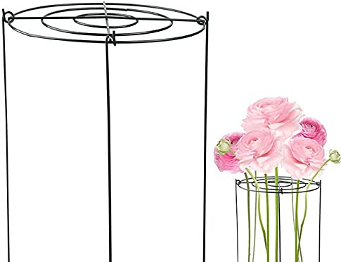 ZXNQ 2 Pieces Plant Cages Supports - Round - Ideal for Dahlia, Peonies Etc - Strong Metal Garden Supports with 3 Re-positionable Legs - 30 * 45CM（12 * 18inch）