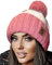 4sold warme Wintermütze für Herren und Damen, mit Bommel, einfarbig, Skimütze, Wollmütze, kuscheliges Fleece-Innenfutter, rosa / weiß, Einheitsgröße