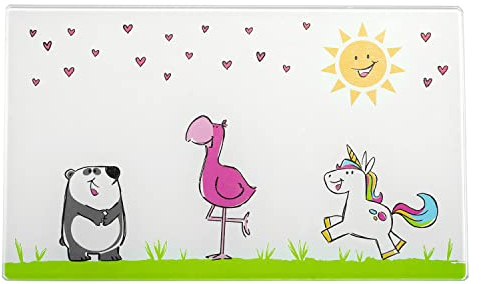LEONARDO HOME Brettchen aus Glas BAMBINI 4er-Set 25x15 Flamingo/Einhorn/Panda, 039201