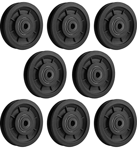 jiuzcare Seilrolle 8 Stücke 90mm Umlenkrolle Kunststoff Fitness-Umlenkrolle mit Kugellager Universallager Riemenscheibe für Gym Fitnessgeräte Ersatzteil Garagentor Umlenkrollen Seilwinde