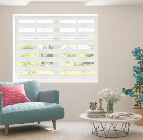 ZEBRA BLINDS | Day and Night | 50-55-65-75-85-95-105-115-125-135-145-155-165-175-185-195-205-215-225-230 cm Width | 150 cm Drop | Made to Measure | Customized | Bespoke (White, 75cm)