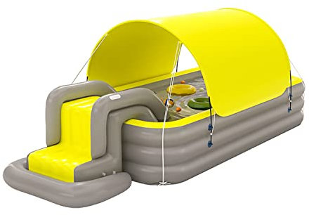 Fayelong Inflatable Swimming Pool with Canopy Above Ground Portable Pool for Baby, Kids, Adults Blow Up Pool for Family Garden Backyard (Yellow,3m/3Layers)