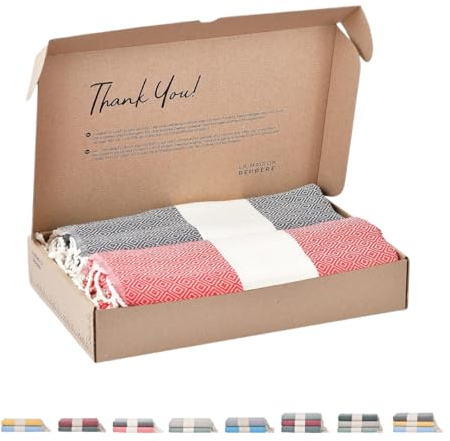 Tadussi ® Telo Mare – Grande Fouta – XXL Asciugamano da sauna- 100 x 200 cm - Set da 2 per Hammam, spiaggia e Bagno per uomo e donna - 100% cotone - corallo e grigio scuro