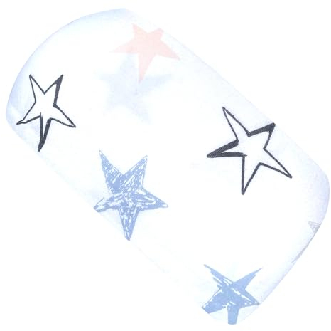 Wollhuhn ÖKO MINI Kinder Breites Elastisches Stirnband/Haarband Deutsche Herstellung Bequem Baumwolle (KU 48-52) (Sterne Weiß Pastell)