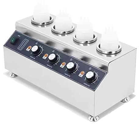 Réchauffeur De Sauce Au Fromage Électrique, Réchauffeur De Sauce Alimentaire Commercial 640W, Distributeur De Réchauffeur De Sauce, Machine Automatique De Conservation De Sauce De Confiture,4 grid