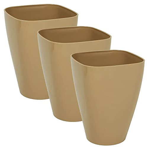 MePla - 3 Stück Orchideen-Übertopf Quadrat - wetterfestes Pflanzgefäß - UV-beständiger Blumenkübel - Pflanzentopf - Kübel - ø9 cm - beige