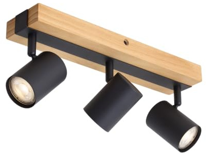 Qazqa Verstellbarer Deckenstrahler, Deckenspot - Jeana - Naturel, max. 7W, Geeignet für LED, 35cm, Rechteckig, 3-flammig, Ideal als Küche lampe und Wohnzimmerlampe