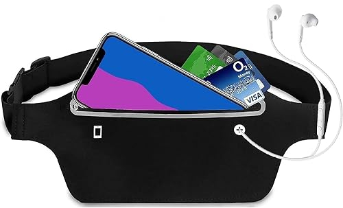 DORNNA® Marsupio Running Impermeabile, Marsupio da Corsa per Uomo e Donna, per Escursioni, Fitness, Viaggi, Cintura Elastica Adattarsi a Tutte le taglie di Vita. (Nero)