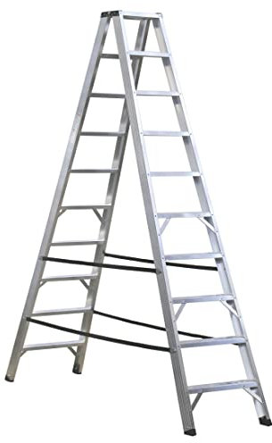 Svelt Scala Professionale in Alluminio a doppia Salita con 10 gradini piani rivettati ai montanti, Portata 150 kg