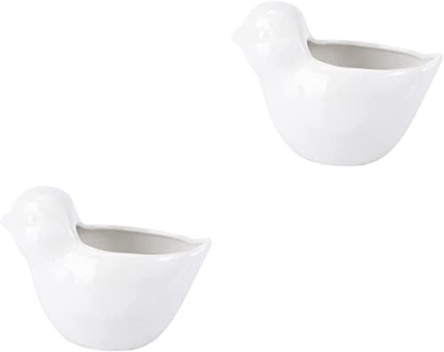 DUUDAH Garden Planter Plant Pot, Flowerpots,2 Pcs White Ceramic Vase White Ceramic Planter Pots for Bird Seedlings Flower Container Succulent Pot Pencil Holder Bird Flowerpot